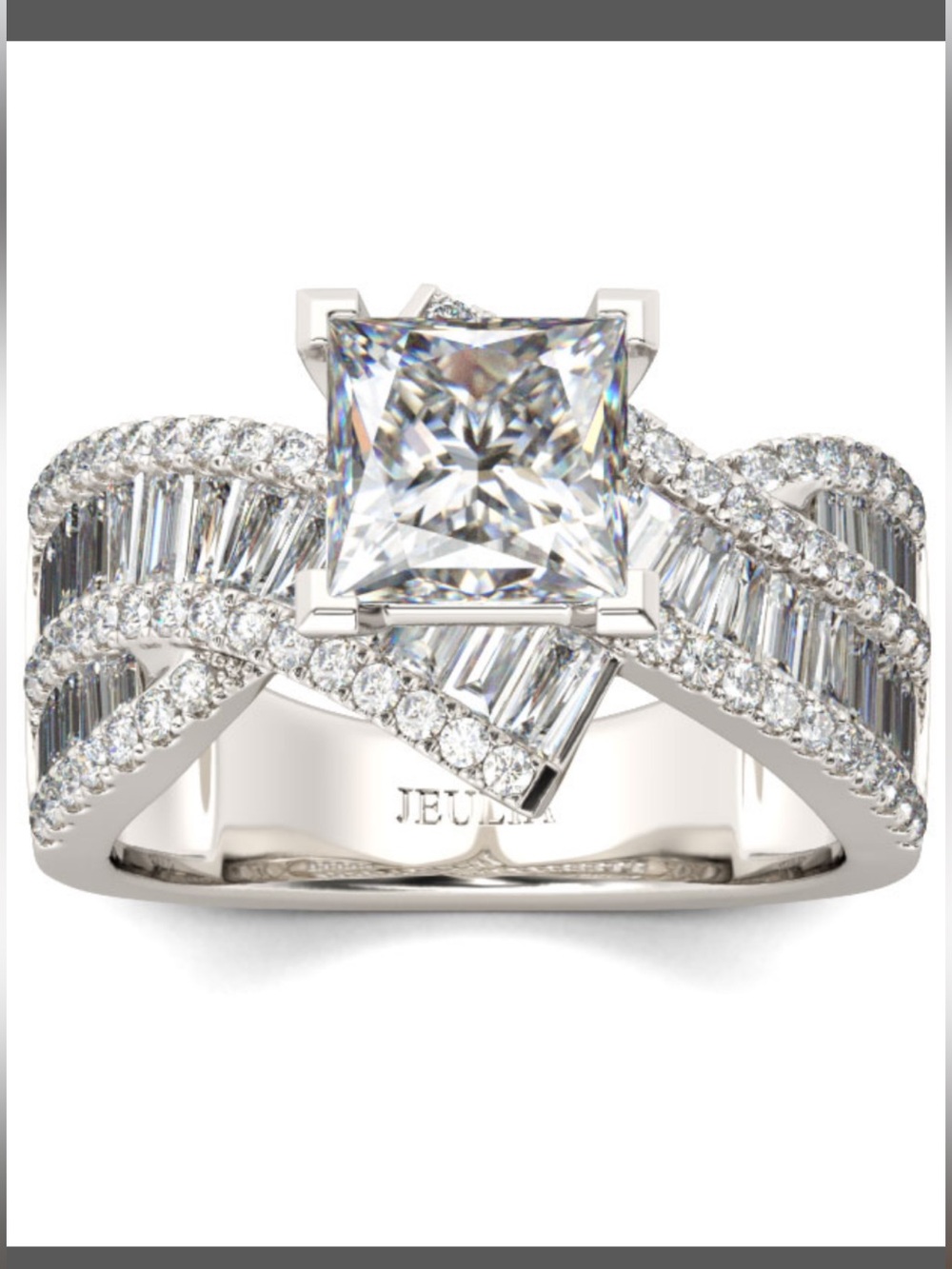 Jeulia White Sterling Silver Princess-Cut Engagement Ring
